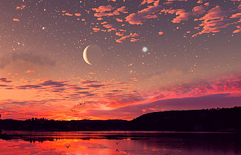 Sunset Stars, Stars, nature, art, Sunset HD wallpaper