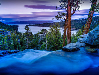 Mountain river, Pine forest, Lake, Serene landscape HD wallpaper