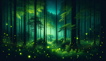 Enchanting Firefly Forest, firefly (bug), forest, nighttime, fantasy, glow HD wallpaper