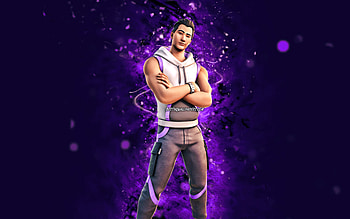 White Attenuator, , violet neon lights, Fortnite Battle Royale, Fortnite characters, White Attenuator Skin, Fortnite, White Attenuator Fortnite HD wallpaper