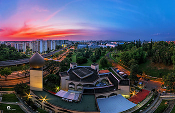 Building, Islam, Singapore, Mosque, , Darul Makmur Mosque, City, Darul Makmur, Landscape, Sunset, Mosques HD wallpaper