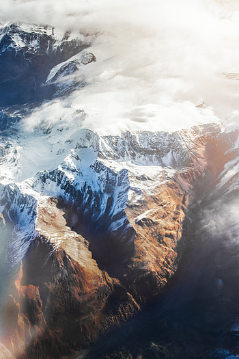 Nature, Mountains, Clouds, Snow, View From Above, Vertex, Tops HD phone wallpaper