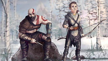 Father And Son , kratos, god-of-war, games, ps-games, artwork, artist, digital-art, deviantart HD wallpaper