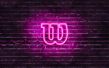 Wilson purple logo, , purple brickwall, Wilson logo, brands, Wilson neon logo, Wilson HD wallpaper