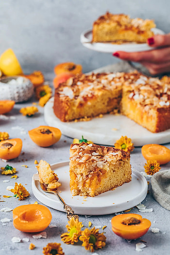Apricot cake with coconut, Vegan dessert delight, Irresistible sweetness, Simple recipe HD phone wallpaper