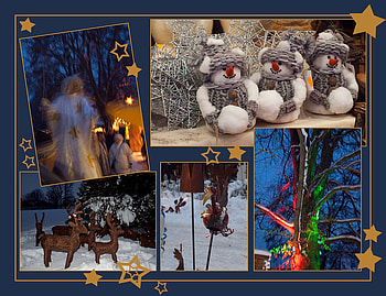 Merry Christmas, winter, snowmans, 5 , christmas decoration, deers, beautiful, angel, collage HD wallpaper