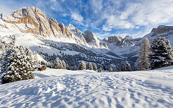 Mountains at Winter, trees, winter, mountains, snow HD wallpaper