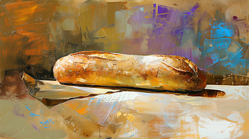 Crusty Baguette Bread, food, bread, baguette, still life, painting HD wallpaper