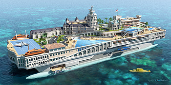 Tropical Island Luxury Yacht, fantasy, superyacht, futuristic, Tropical Island, Luxury, Yacht HD wallpaper