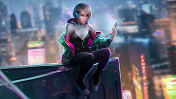 Gwen Stacy Musical Escape, gwen-stacy, superheroes, artwork, digital-art, art HD wallpaper