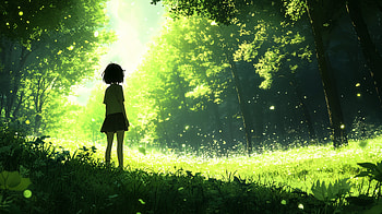 Enchanted Greens: A Anime Wonderland, Anime, green anime HD wallpaper