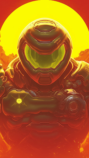 DOOM Eternal Slayer – Bold and Fiery Game Art, video game, Doom, DOOM Eternal HD phone wallpaper