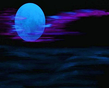 Blues in the night, blue, purple, moon, clouds, sky HD wallpaper