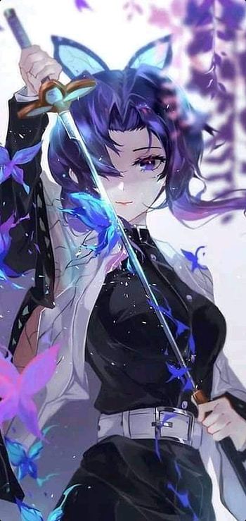 Demon slayer, art, blue, tanjiro, butterfly, demon-slayer, Shinobu-Kocho, hashira, girl, anime HD phone wallpaper