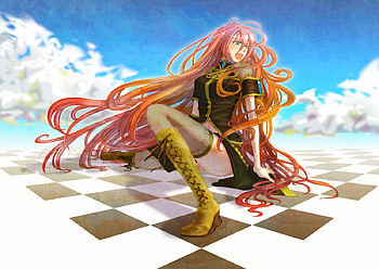 Megurine Luka, sexy, luka, thigh highs, hot, cute, beautiful, vocaloid, pink hair, long hair, beauty, anime girl, vocaloids, megurine, clouds, sky, mugurine luka HD wallpaper