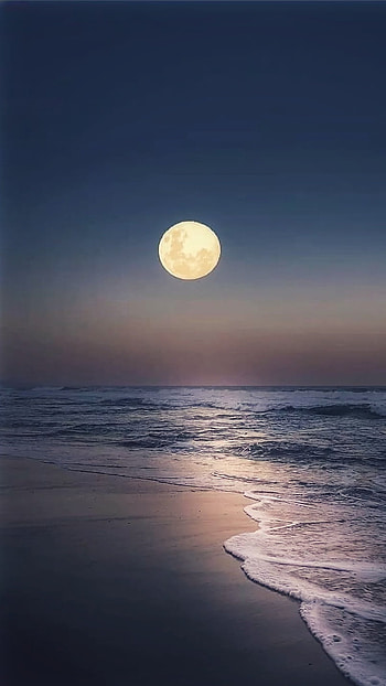 Moon night, cloud, sky, sea HD phone wallpaper