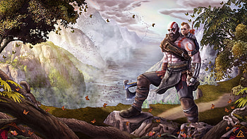 God Of War Atreus Kratos Fan Art, kratos, god-of-war, games, ps-games, atreus HD wallpaper