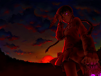 Absolute Death, anime, red, weapon, knife, head, girl, blood, death HD wallpaper