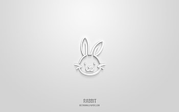 Rabbit 3d icon, white background, 3d symbols, Rabbit, animals icons, 3d icons, Rabbit sign, animals 3d icons HD wallpaper