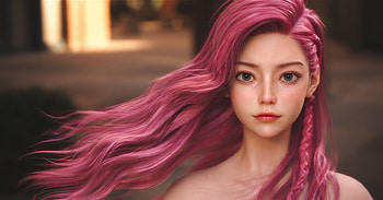 Portrait of a girl, Fsce, Pink hair, Girl, Pigtail, Painting HD wallpaper