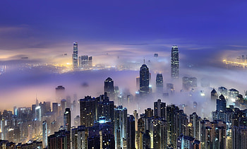 Aerial view, Hong Kong Skyline HD wallpaper