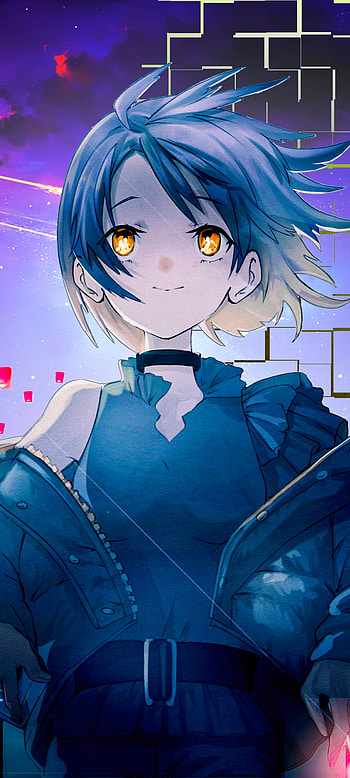 Starlit Blue: Anime Girl | Golden-Eyed Night | Neo-Sky Anime, Anime, girl, anime girl HD phone wallpaper