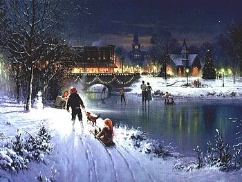 Sleighing Today, winter, night, shadow, sleigh, snow, cold, people, water HD wallpaper