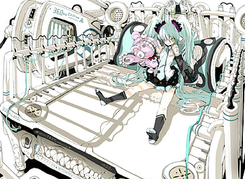 Strange Miku, white, bed, strange, append, vocaloid, miku, vocaloids, assolute, hatsune, from, strangerouse HD wallpaper