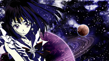 Preview sailor moon, tomoe hotaru, girl, space, stick HD wallpaper