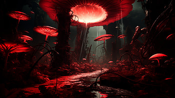 Mushroom Landscape Fantasy, fantasy, landscape, AI Art, fantasy landscape HD wallpaper