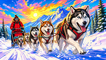 Arctic Rush - Sled Dogs | Siberian Sprint - | Snowbound Team, Husky, Mountain HD wallpaper