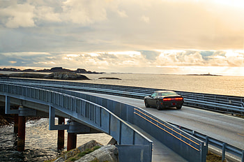 Sea, Cars, Road, Car, Bridge HD wallpaper