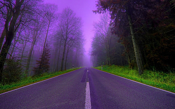 Landscape, Roads, Violet HD wallpaper