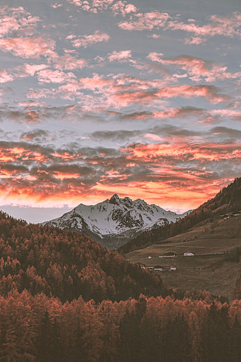 Nature, Trees, Sky, Mountains, Autumn, Clouds, Italy, Village HD phone wallpaper