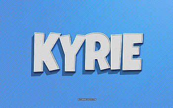 Kyrie, blue lines background, with names, Kyrie name, male names, Kyrie greeting card, line art, with Kyrie name HD wallpaper