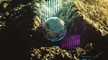 Rocks, 3D, Lines, Neon, Ball, Sphere HD wallpaper