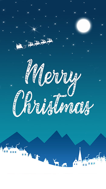 Christmas Night Scene (Blue), Festive, holiday, Christmas HD phone wallpaper