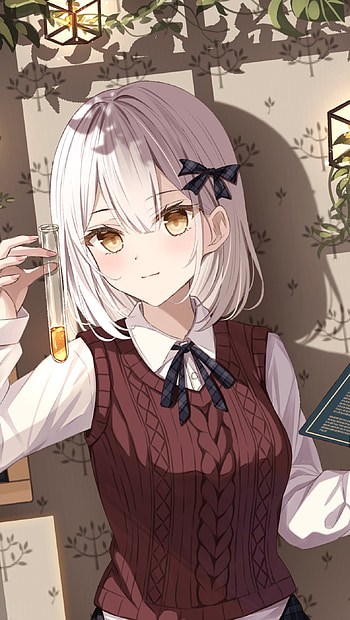 Golden Gaze — Schoolgirl / Cozy Study Anime Background / Ribbon & Pages, Anime, girl, anime girl HD phone wallpaper
