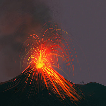 Art, Volcano, Eruption HD phone wallpaper