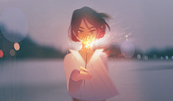 Anime girl with sparkler, original, anime HD wallpaper