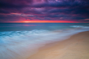 Smog, beach, white, sea waves, sunset, sea, nature HD wallpaper
