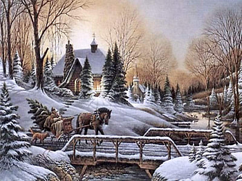 Heading Home, winter, holidays, horse, dogs, church, season, snow, tradition, christmas tree, house, ducks, sleigh, cheer, family, christmas, bridge, stream HD wallpaper
