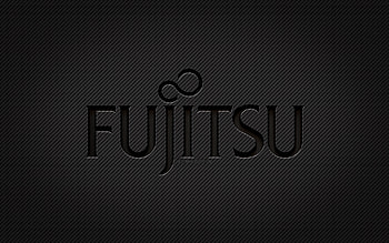 Fujitsu carbon logo, , grunge art, carbon background, creative, Fujitsu black logo, brands, Fujitsu logo, Fujitsu HD wallpaper