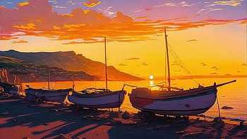 Life At The Beach, boat, artist, artwork, digital-art HD wallpaper