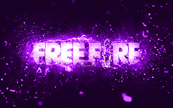 Garena Fire violet logo, , violet neon lights, creative, violet abstract background, Garena Fire logo, online games, Fire logo, Garena Fire HD wallpaper