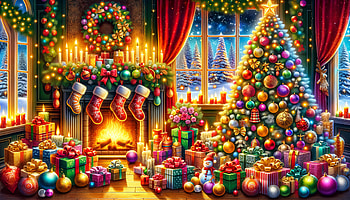 Festive Christmas Decor, festive decorations, christmas decorations, Christmas, holiday decorations, fireplace, christmas fireplace HD wallpaper