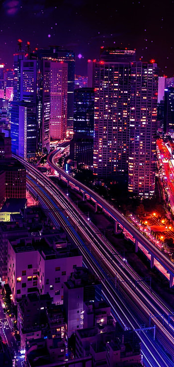 Night in the City, Japan, night, highway, architecture, building, man made, Tokyo HD phone wallpaper