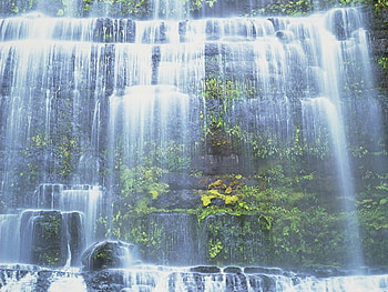 beautiful waterfal, big, cascades, beautiful, greens, waterfal, rock HD wallpaper