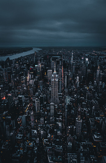 New york, dark, night, city, aerial view HD phone wallpaper