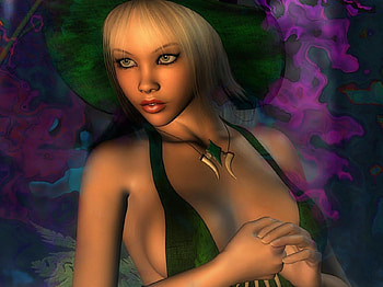 Woman, beautiful, 3d, green HD wallpaper